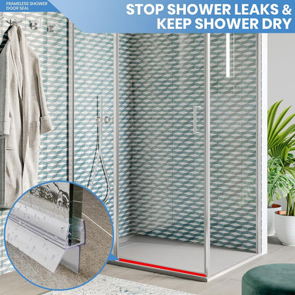 2 Pack Glass Door Silicone Seal Strip 39 Inch Shower Door Bottom Seal Sweep-Suitable for 1/2 Inch Glass-Stop Shower Leaks Frameless Shower Door Seal Strip