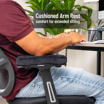Mind Reader Air-Cloud Memory Foam Armrest Pads, Office & Gaming Chair Arm Rests, Elbow Support with Washable Cover, Black