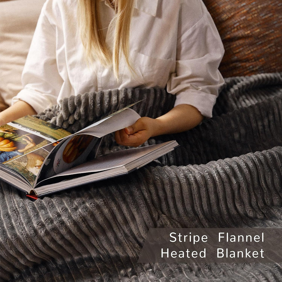 Heated Blanket 50x60”, 3 Hours Auto-Off Electric Blanket, Grey