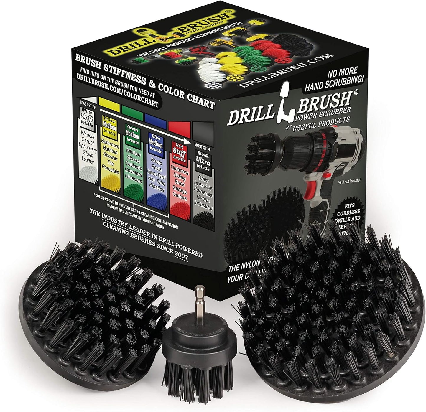 Ultra Stiff Drill Powered Cleaning Brush Set - BBQ Grill Brush - No Wires | Heavy Duty Industrial Stripping - Cordless Drill Power Scrubber Grill Brush for Household Cleaning Supplies - Rust Remover