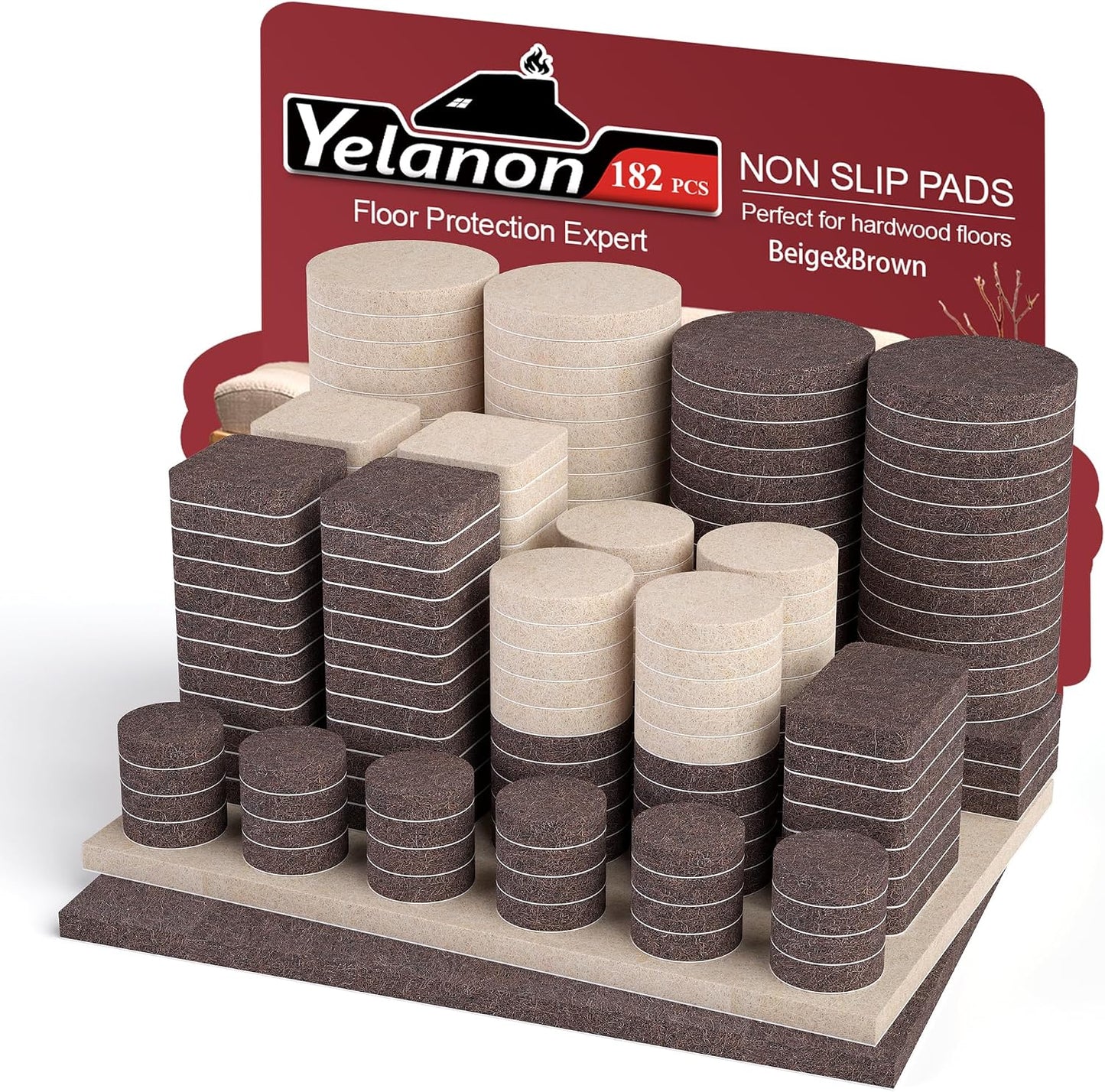 Felt Furniture Pads -182 Pcs Premium Felt Pads for Chair Legs Furniture, Floor Protectors for Hardwood Floors, Black