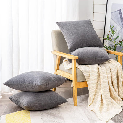 GAWAMAY Lumbar Support Pillow Decorative Rectangle Throw Pillow Covers 12"x20" Inch Set of 2, Soft Chenille Fall Pillowcase for Living Room Bedroom Sofa Couch Cushion Cover Grey 30x50cm (No Insert)