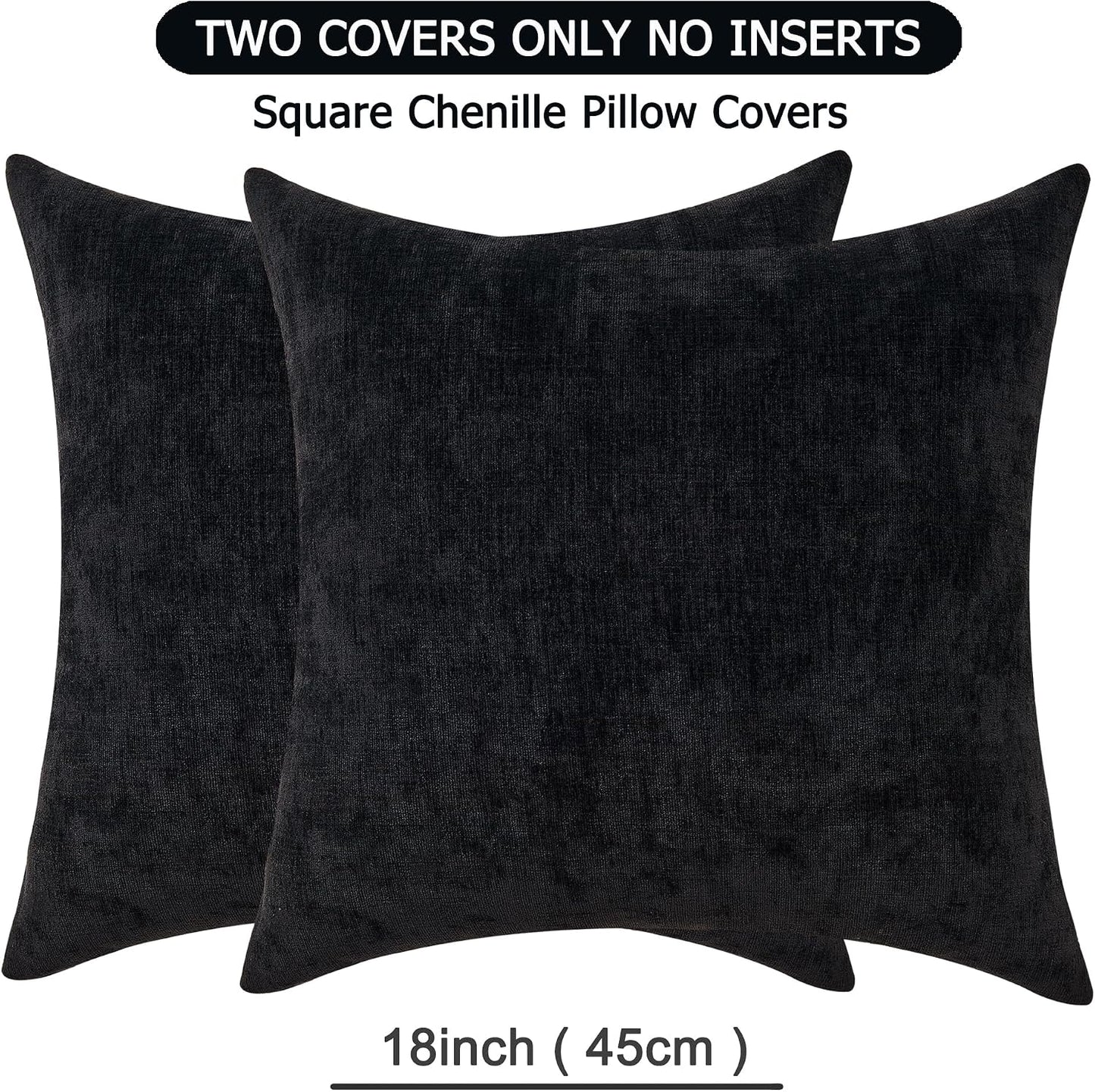 GAWAMAY Lumbar Support Pillow Decorative Rectangle Throw Pillow Covers 12"x20" Inch Set of 2, Soft Chenille Fall Pillowcase for Living Room Bedroom Sofa Couch Cushion Cover Grey 30x50cm (No Insert)