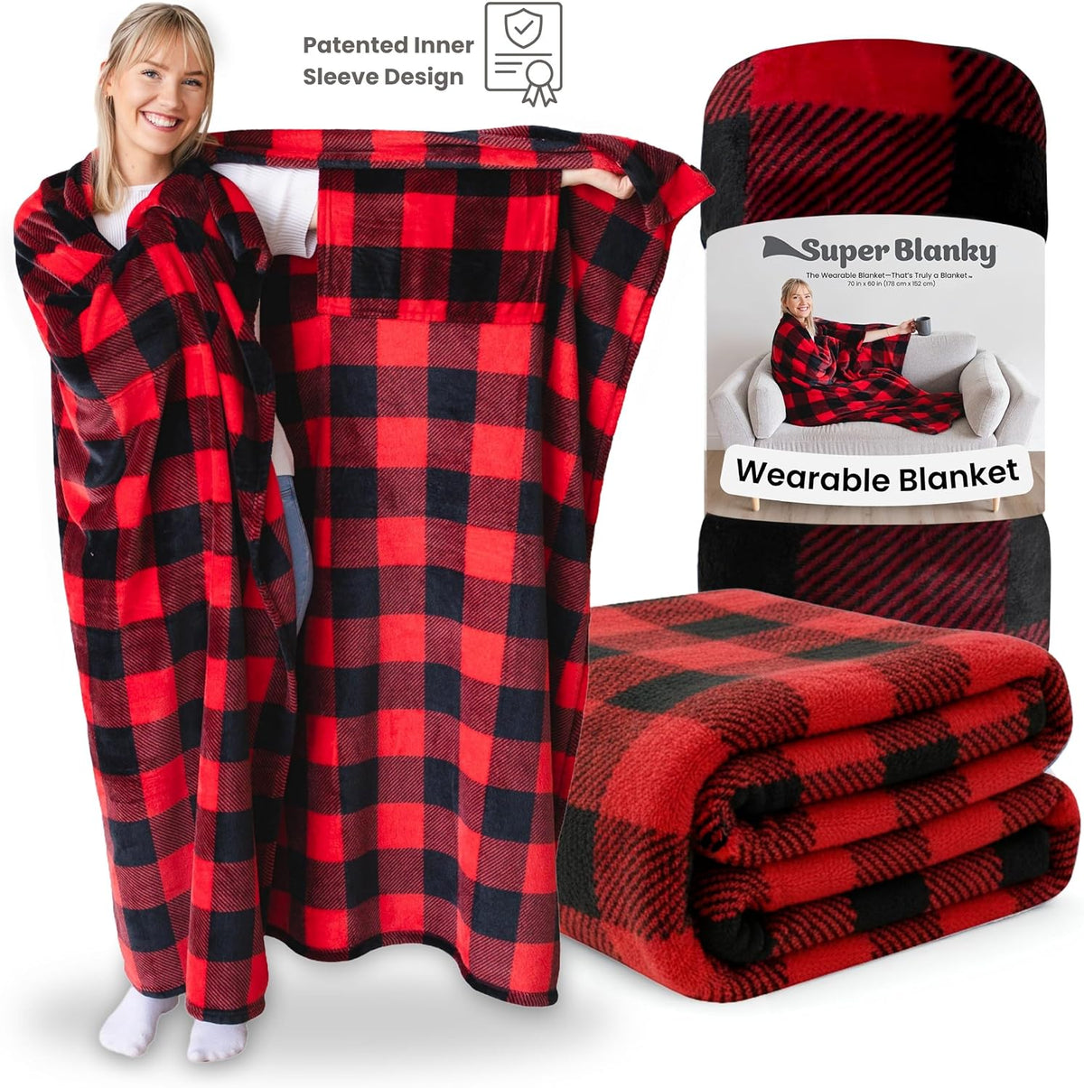 Super Blanky Wearable Blankets for Women & Men, Dorm Room Essentials, Gift for Her, Gifts for Women, Wife Birthday Gift Ideas