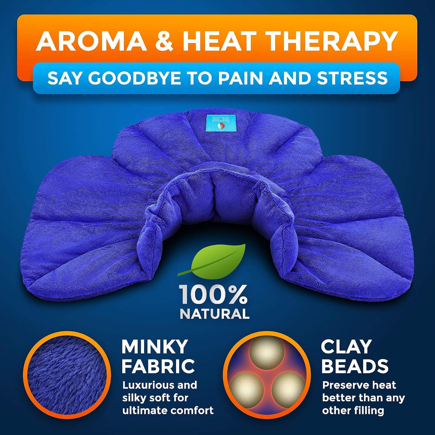 PhysioNatural Microwavable Heating Pad with Natural Herbal Aromatherapy - for Instant Relief and Relaxation in Cases of Muscle Pain, Tension and Stress, Aches, Spasm, Stiffness, Migraines, Headaches