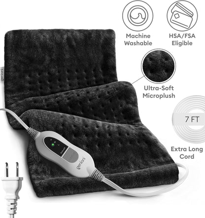 GENIANI Back Pain & Relaxation Gifts for Women – Electric Heating Pad for Back, Neck & Shoulders, Soft Microplush Electric Throw Heating Pad for Period Comfort, Fast Heating, Auto Shut Off, 12"x24"