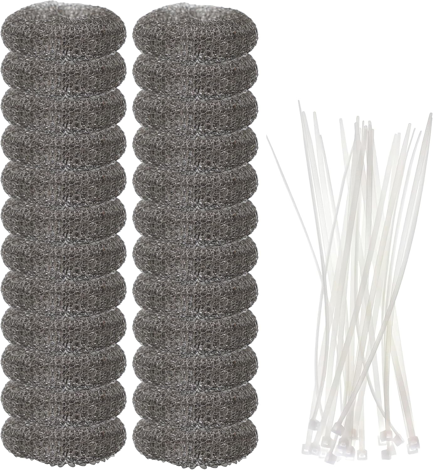 BlueStars 24-Pack Washing Machine Lint Traps with 24 Cable Ties | Rustproof Stainless Steel Mesh Captures Lint & Debris to Help Prevent Sink Drain Clogs and Costly Plumbing Repairs