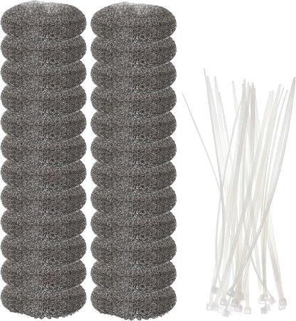 BlueStars 24-Pack Washing Machine Lint Traps with 24 Cable Ties | Rustproof Stainless Steel Mesh Captures Lint & Debris to Help Prevent Sink Drain Clogs and Costly Plumbing Repairs
