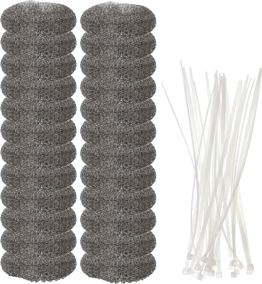 BlueStars 24-Pack Washing Machine Lint Traps with 24 Cable Ties | Rustproof Stainless Steel Mesh Captures Lint & Debris to Help Prevent Sink Drain Clogs and Costly Plumbing Repairs
