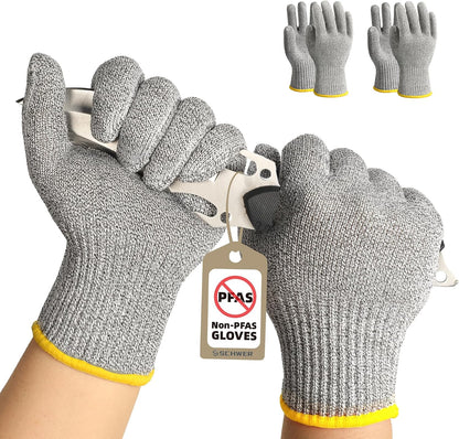 Schwer 2 Pairs ANSI A7 Cut Resistant Gloves, Mandoline Glove for Kitchen, Breathable & Comfortable, Food Grade Cutting Gloves for Meat Cutting, Fish Processing, Carving, and Shelling, PR1509, M