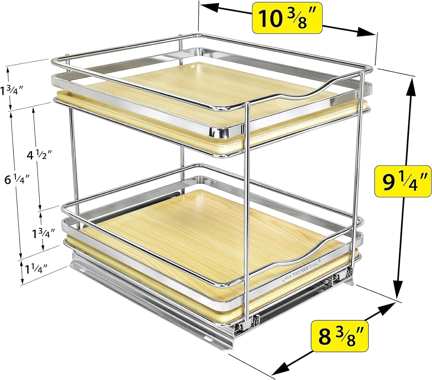 LYNK PROFESSIONAL® Pull Out Spice Organization for Cabinets - 4-3/8 inch Wide – Spice Rack for Inside Cabinets, Slide Out Spice Rack Organizer for cabinet – Pull Out Spice Rack, Sliding 2 Tier Chrome