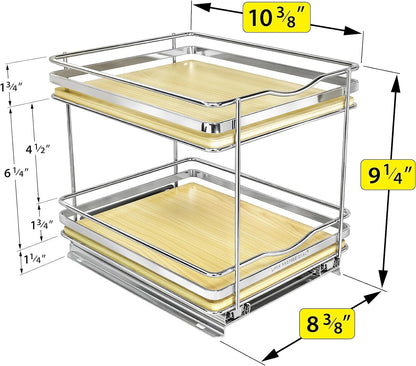LYNK PROFESSIONAL® Pull Out Spice Organization for Cabinets - 4-3/8 inch Wide – Spice Rack for Inside Cabinets, Slide Out Spice Rack Organizer for cabinet – Pull Out Spice Rack, Sliding 2 Tier Chrome