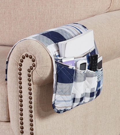 Brilliant Sunshine Burgundy Toile Floral Couch Armrest Cover, 35"×13" | Washable Magazine Holder, Armrest Organizer & Caddy on Sofa, Recliner, Armchair, Storage for Remote Controls, Phone, iPad