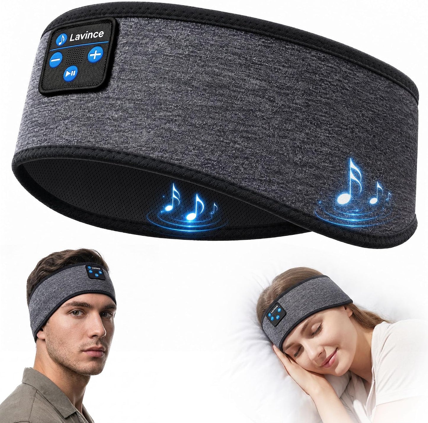Sleep Headphones Headband, Bluetooth 5.4 Sleeping Headphones for Side Sleepers, Wireless Headband Headphones with Ultra-Thin Stereo Speakers for Sports, Workout, Travel, Meditation