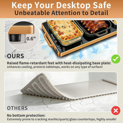 Electric Warming Tray,Extralong 47"x12",Tempered Glass Warming Mat for Food