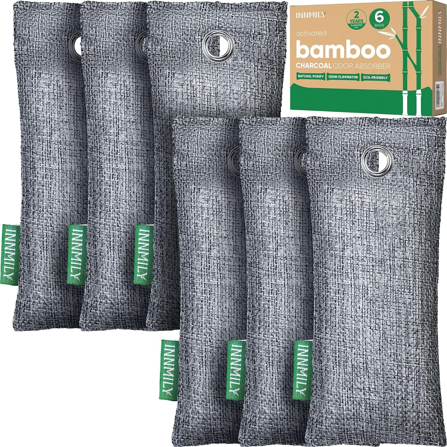 Activated Charcoal Odor Absorber,6 Pack Nature Odor Eliminator for Shoes | Bamboo Charcoal Air Purifying Bags,Shoe Deodorizer for Fresh Sneakers,Shoe Smell Remover
