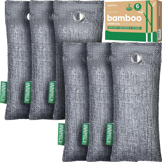 Activated Charcoal Odor Absorber,6 Pack Nature Odor Eliminator for Shoes | Bamboo Charcoal Air Purifying Bags,Shoe Deodorizer for Fresh Sneakers,Shoe Smell Remover