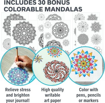 Improve Yourself Planner Stickers Set - Large Value Pack 24 Sheets Self-Improvement Sticker Pack - Goal Setting, Habit Trackers, Gratitude, Mood Tracker, Colorable Mandalas for Bullet Dotted Journals