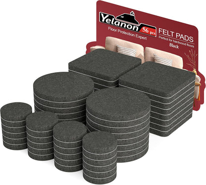 Felt Furniture Pads -56 Pcs(1+2)” Premium Felt Pads for Chair Legs Furniture, Floor Protectors for Hardwood Floors,Brown