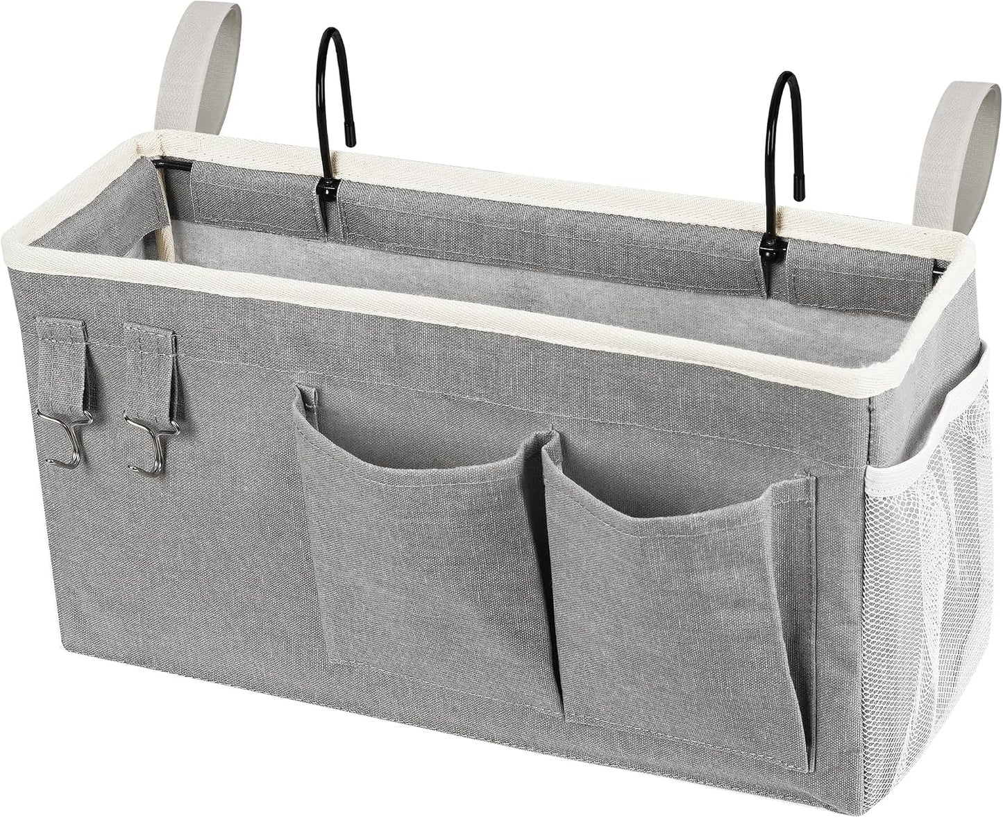 Bedside Caddy, Bedside Storage Bag Hanging Organizer for Bunk Dorm Bed Rail | Bed Caddy with Hooks, Top Bunks and Dorm Essentials for Water, Tissues, Tablets, Books, Phones, Remotes and Other Necessories
