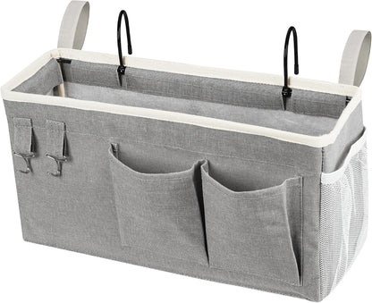 Bedside Caddy, Bedside Storage Bag Hanging Organizer for Bunk Dorm Bed Rail | Bed Caddy with Hooks, Top Bunks and Dorm Essentials for Water, Tissues, Tablets, Books, Phones, Remotes and Other Necessories