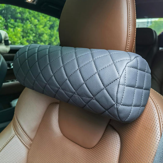 Car Neck Pillow for Pain Relief,Cars Seat Long Back Cervical Neck Support Pillow,Car Side Travel Headrest Round Roll Log Cylinder Pillows for Driving Seat,Memory Foam(Black)