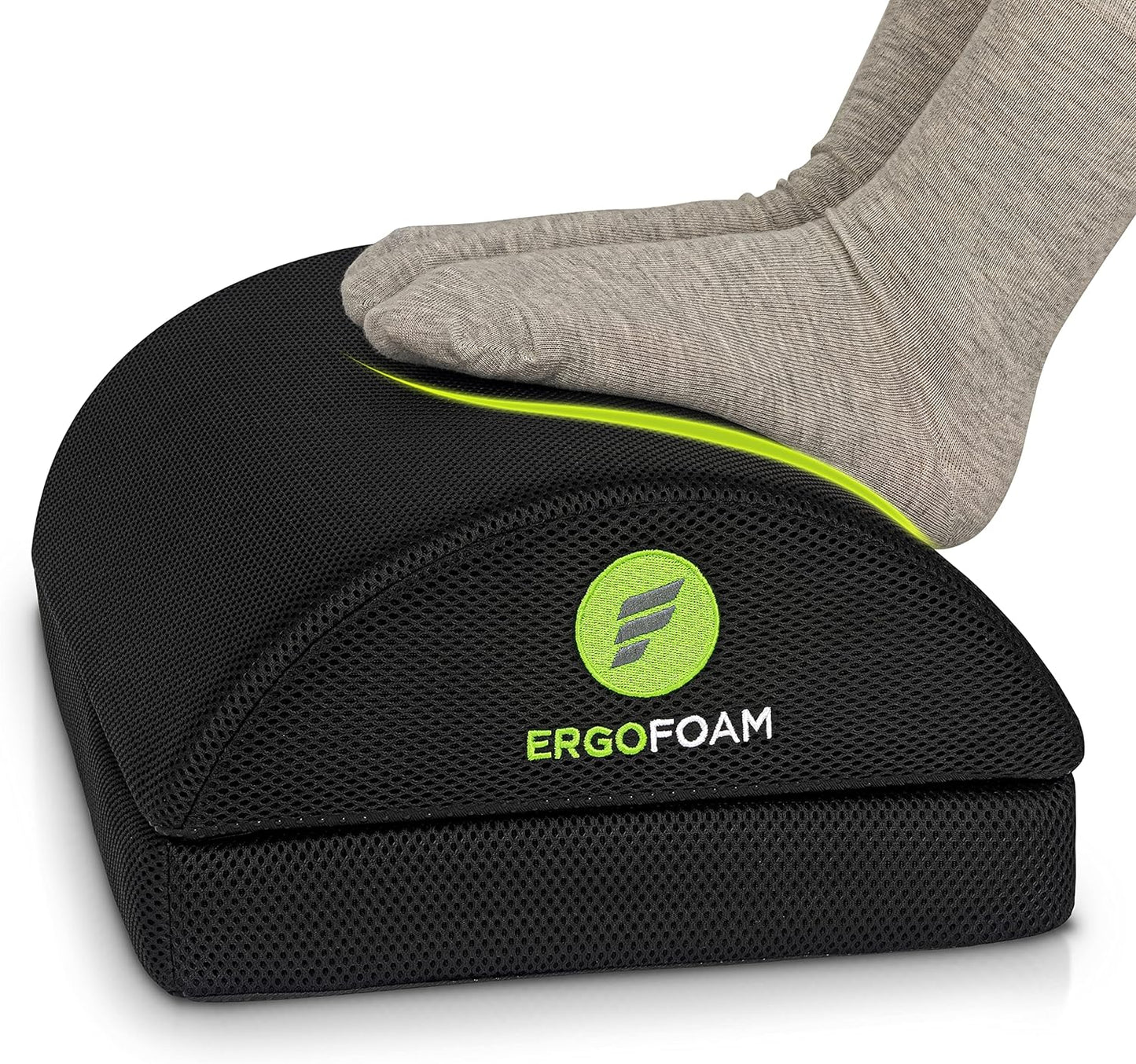 ErgoFoam Foot Rest for Under Desk at Work Adjustable - Chiropractor-Endorsed, High-Density Foam, Velvet (Black)