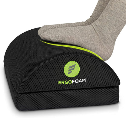 ErgoFoam Foot Rest for Under Desk at Work Adjustable - Chiropractor-Endorsed, High-Density Foam, Velvet (Black)