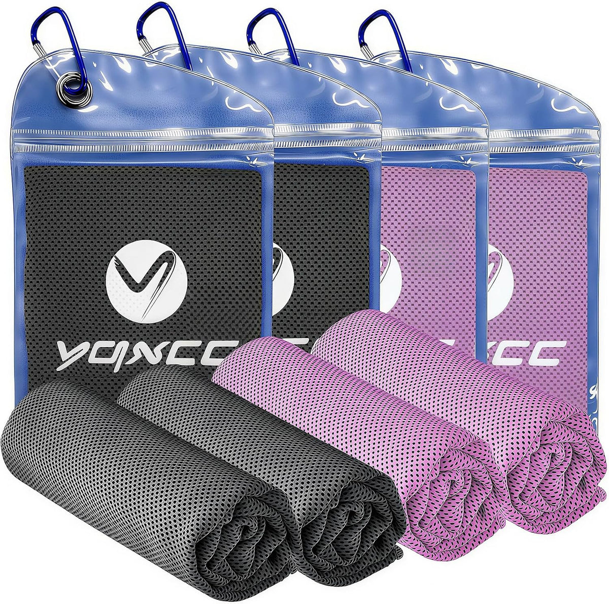 YQXCC 4 Pack Cooling Towels (40"x12"), Ice Cool for Neck & Face