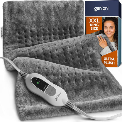 GENIANI Back Pain & Relaxation Gifts for Women – Electric Heating Pad for Back, Neck & Shoulders, Soft Microplush Electric Throw Heating Pad for Period Comfort, Fast Heating, Auto Shut Off, 12"x24"