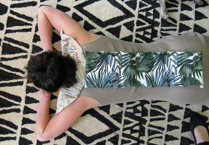 Microwavable LOVEwrap Neck & Shoulder Wrap Pad - Aroma - 6 X 24- Flax w/fine Mist of Calming Lavender Oil - subtly Scented - All Natural - Hot Cold Therapy Muscles Pain Relief - Orange Blue Flowers