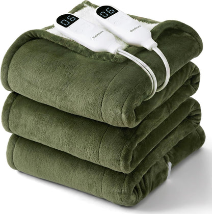 Bedsure Heated Blanket Throw Blanket with Preheat Function - Fast Heating Electric Blanket, Soft Flannel Throw with 6 Time Settings(Up to 10H), 6 Heating Settings, Gifts for Grandma (50"x60", Grey)