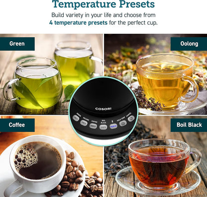 COSORI Electric Gooseneck Kettle Smart Bluetooth with Variable Temperature Control, Black & Pour Over Coffee Maker with Double-layer Stainless Steel Filter, 34 Ounce