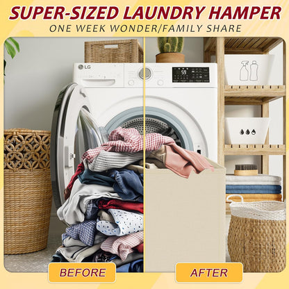 195L Laundry Hamper 3 Section,Large Laundry Hamper with Lid,Dirty Clothes Hamper with 3 Inner Bags,Collapsible Laundry Basket Organizer for Laundry Room,Bedroom,Laundry Sorter Hamper 3 Compartment