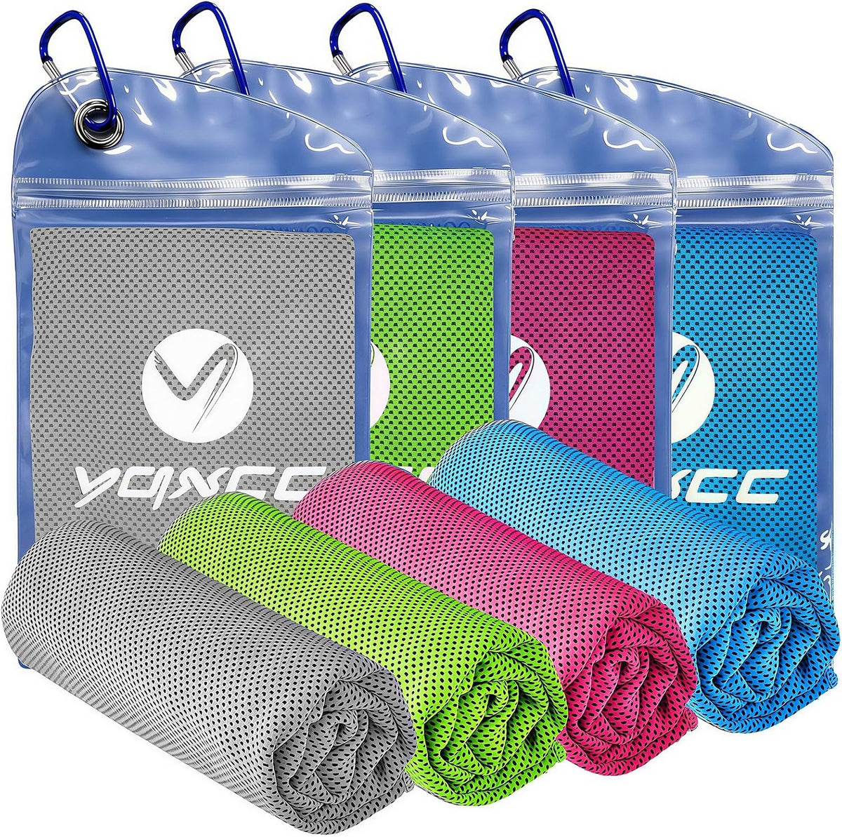 YQXCC 4 Pack Cooling Towels (40"x12"), Ice Cool for Neck & Face