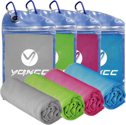 YQXCC 4 Pack Cooling Towels (40"x12"), Ice Cool for Neck & Face