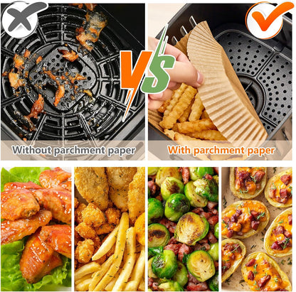 150Pcs Air Fryer Liners Disposable, 8 Inch Paper for 5-8 QT Air Fryers | Square Unbleached Paper for Ninja Air Fryer Basket, Non-Stick, Greaseproof for Baking, Roasting, Oven, Airfryer Accessories