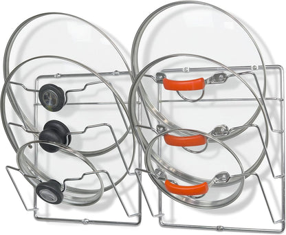 Simple Houseware 2-Pack Door/Wall Mount Pot Lid Organizer Rack, Chrome | Cabinet Door / Wall Mount, 9.5" W x 4.5" D x 11.5" H