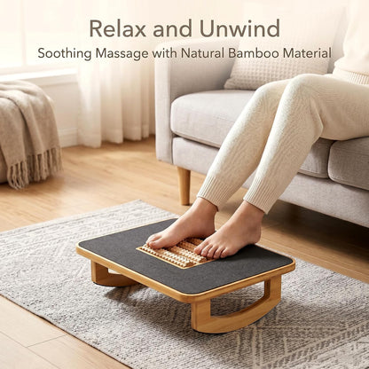 Bamboo Under Desk Foot Rest Foot Stool Rocking Footrest (Nature Semicircle) | Ergonomic Wooden Foot Stool with Non-Slip Surface