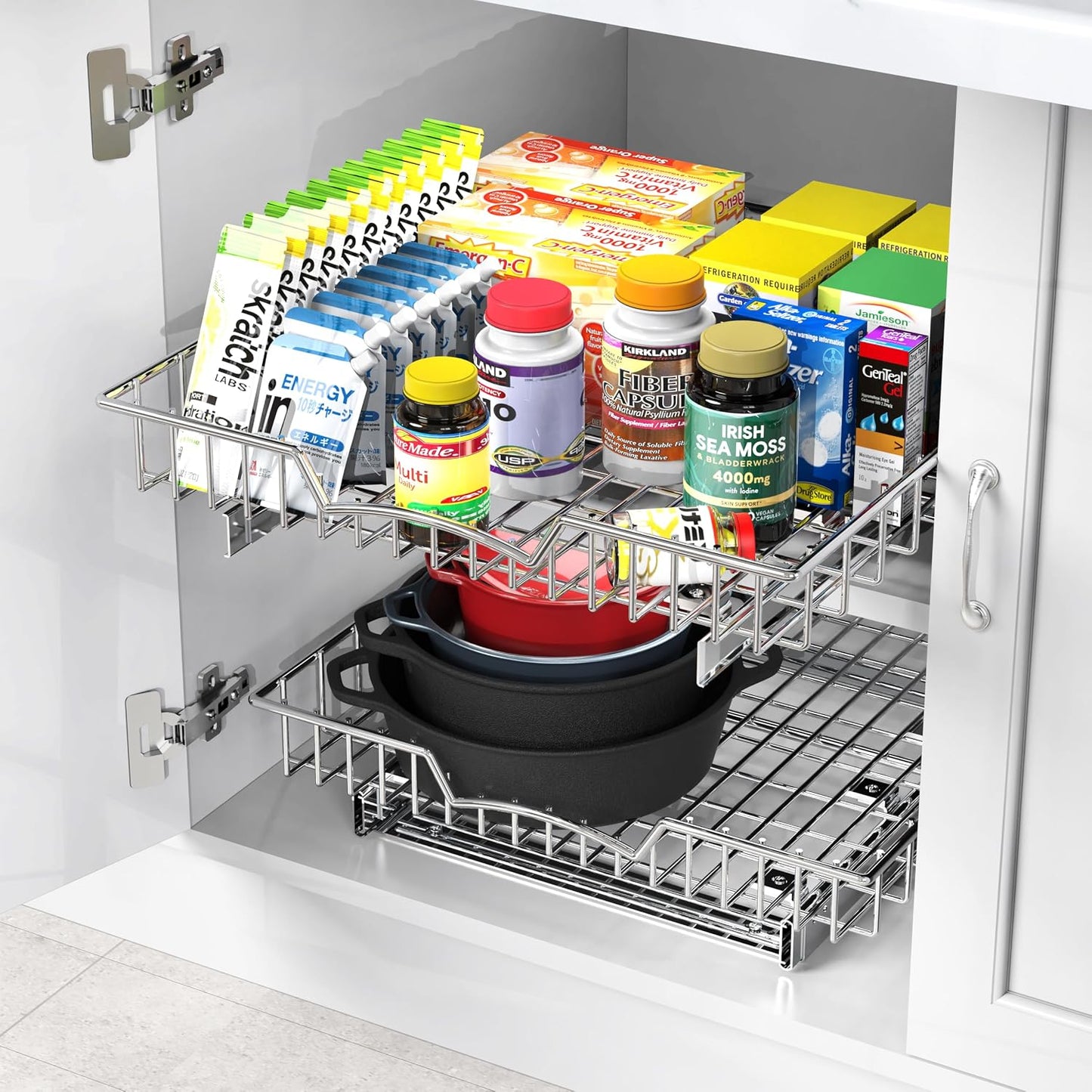 Simple Houseware Under Cabinet Pull Out Sliding Shelf, 21" Dx11 W, Chrome