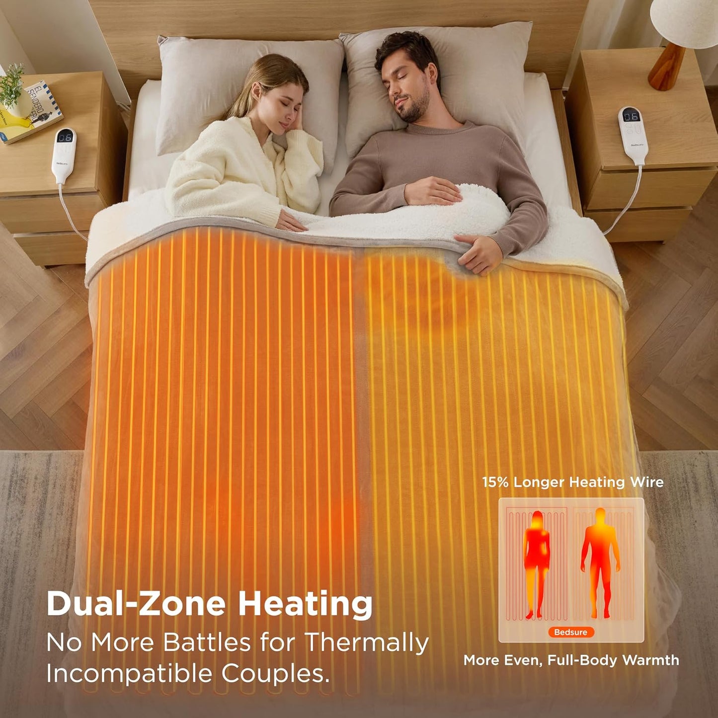 Bedsure Heated Blanket Throw Blanket with Preheat Function - Fast Heating Electric Blanket, Soft Flannel Throw with 6 Time Settings(Up to 10H), 6 Heating Settings, Gifts for Grandma (50"x60", Grey)