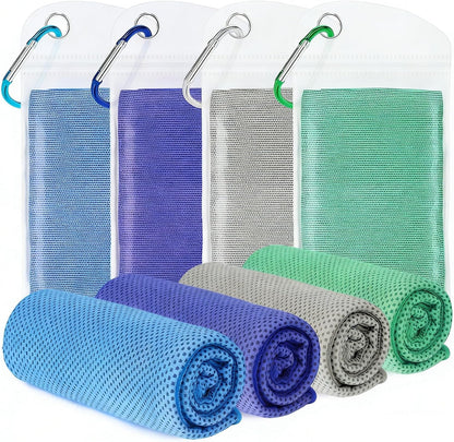 4 Pack Cooling Towels for Neck and Face(40"x12"), Cooling Neck Wraps, Ice Towel for Hot Weather, Soft Breathable Gym Towel, Cool Towel for Workout, Camping, Yoga, Sport, Running