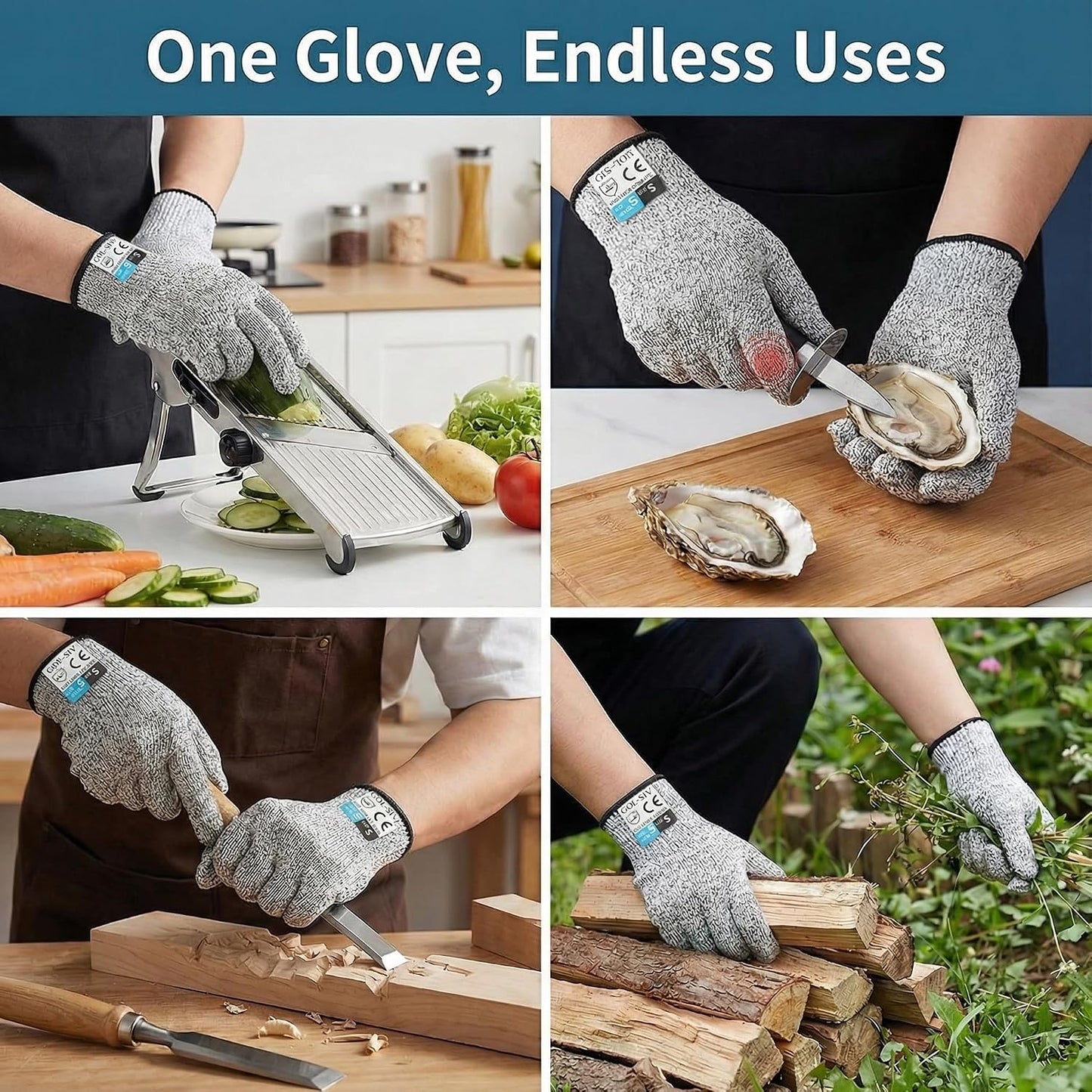 A5 Cut Resistant Gloves, Level 5 Protection, Safety Work Gloves for Kitchen Cutting, Oyster Shucking, Wood Carving, Meat Cutting, Fish Handling, Pink, XL