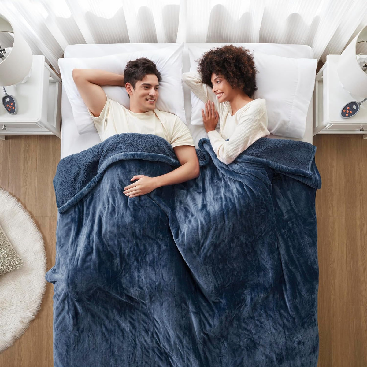 Beautyrest Reversible Heated Throw - Plush Sherpa Heating Blanket, Grey