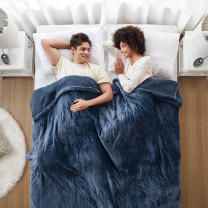 Beautyrest Reversible Heated Throw - Plush Sherpa Heating Blanket, Grey