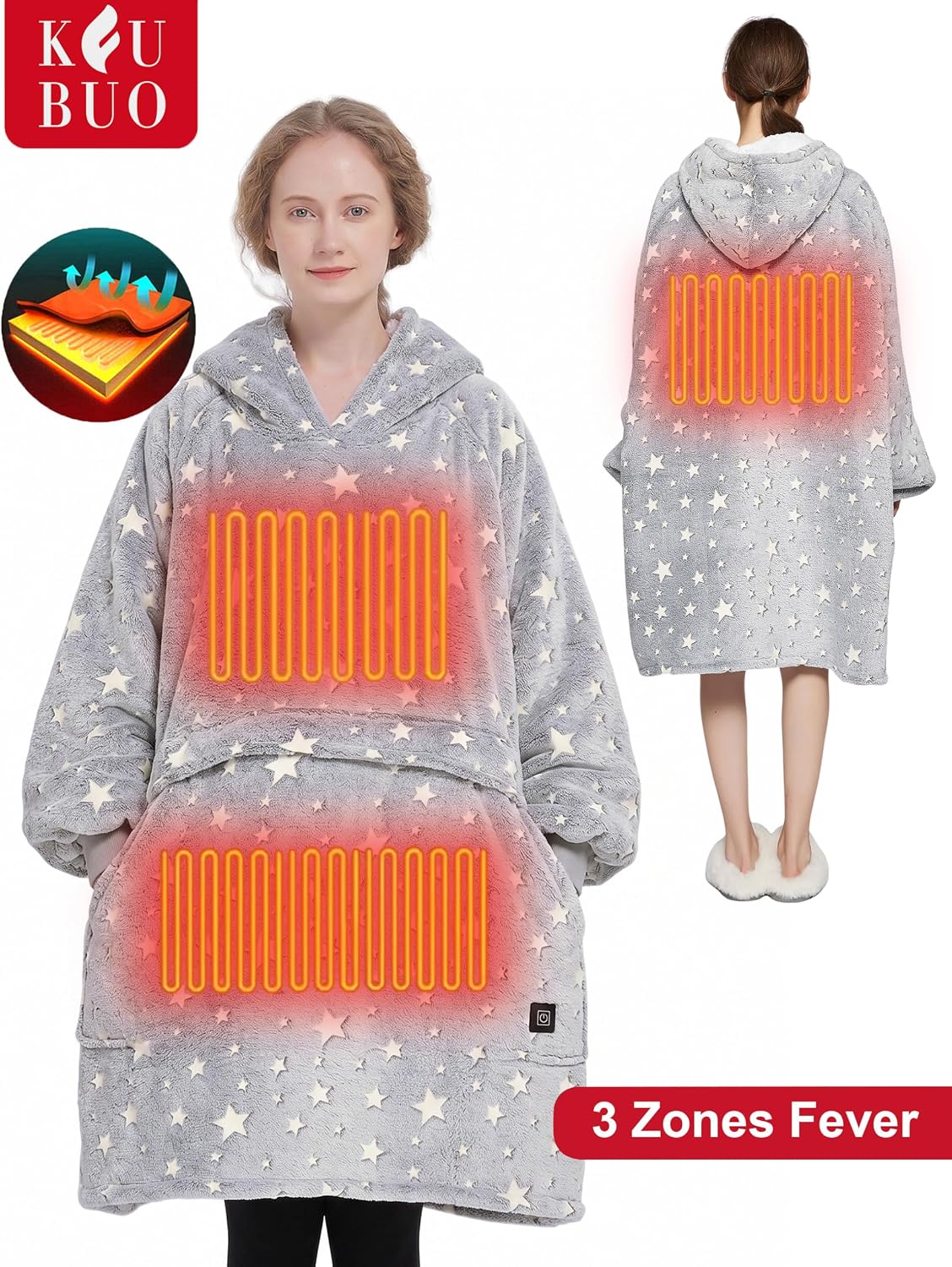 KFUBUO Wearable Heated Blanket Cordless Oversized Hoodie Sweatshirt