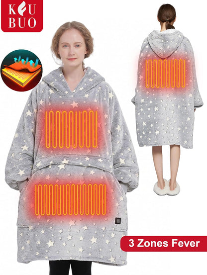 KFUBUO Wearable Heated Blanket Cordless Oversized Hoodie Sweatshirt