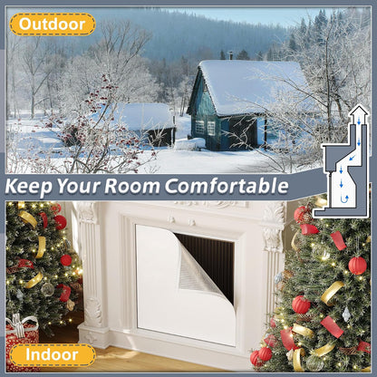 Flamorrow Fireplace Cover, 3-Layer Heat Insulation Fireplace Draft Stopper with Velcor Strips, Indoor Fireplace Draft Blocker Keep Drafts Out & Stop Heat Loss, Covers Up to 39" x 55" Fireplace Frame