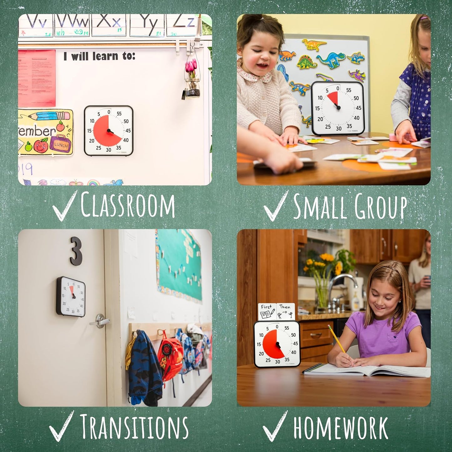 TIME TIMER 12 inch Visual Timer 60 Minute Kids Desk Countdown Clock with Dry Erase Activity Card, Also Magnetic for Classroom, Homeschooling Study Tool, Task Reminder, Home and Kitchen Timer