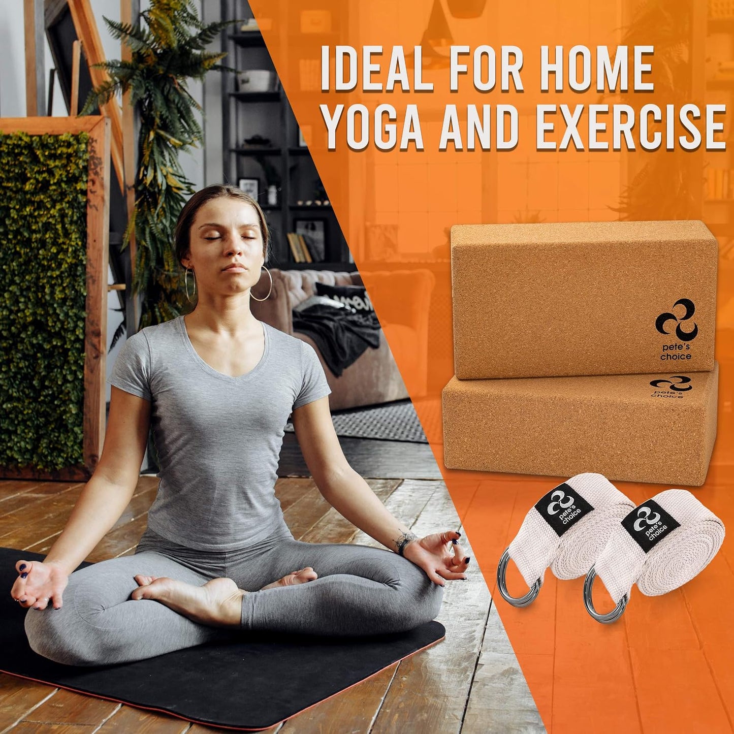 Stretching Straps and Yoga Blocks - Yoga Beginner Kit for Pilates & Gym | For Home Workouts - Hold Poses, Stretch, Improve Flexibility & Maintain Balance. BONUS Exercise Guide